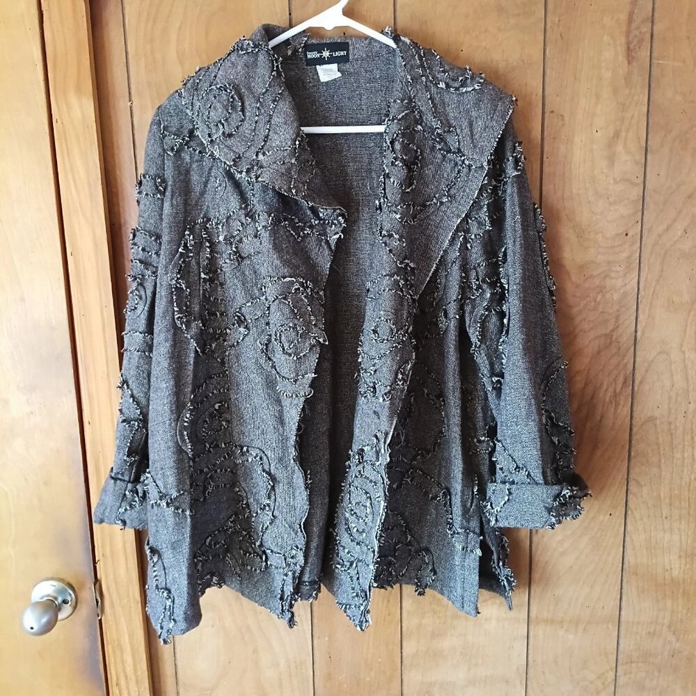 Connie’s Moonlight Textured Open Front Jacket Gray Small Boho Artsy